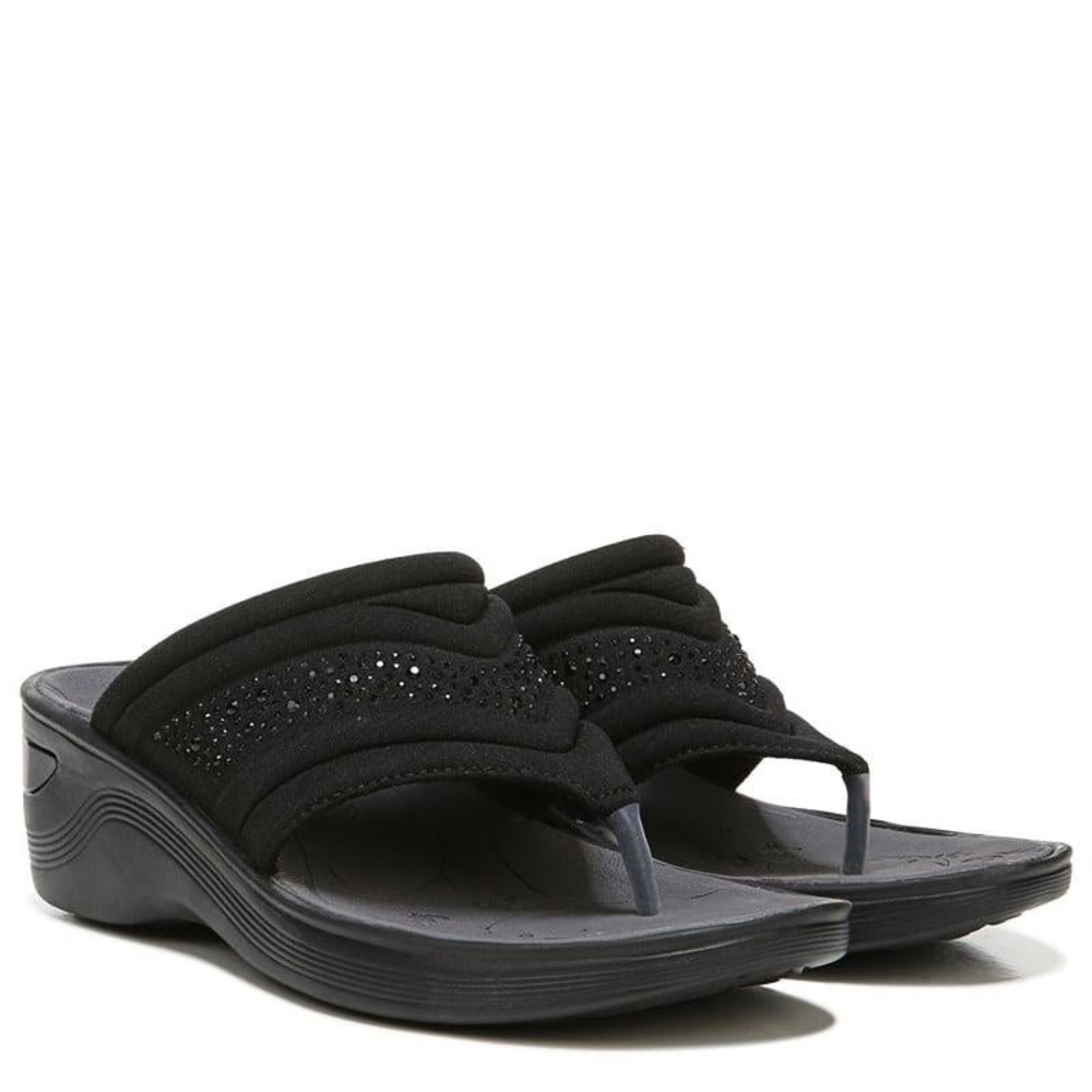 BZeez Dazzle Me Wedge Sandals- Size: 7.5  Color:Black
